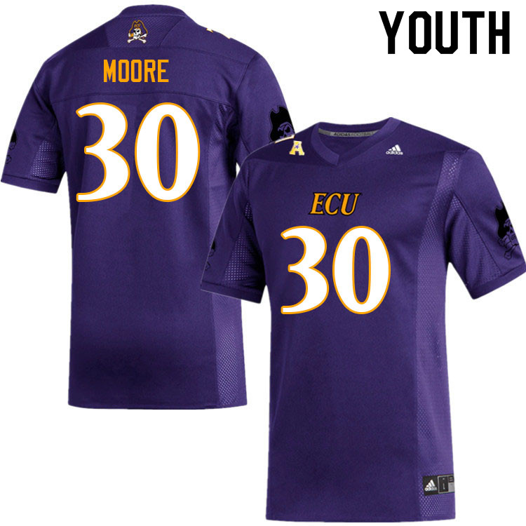 Youth #30 Cameron Moore ECU Pirates College Football Jerseys Sale-Purple